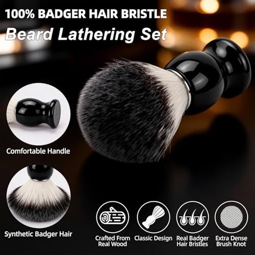 3 Pcs Black Shaving Brush Stand, Razor Stand and Shave Brush Stand Set, Bathroom Shaving Accessory Organizer for Wet Shaving Durable Design for Men
