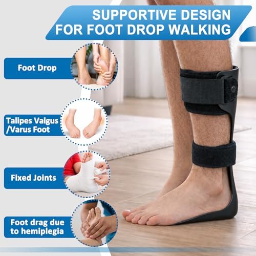 SinWar AFO Foot Drop Brace for Walking, Lightweight Ankle Support Orthosis with Half Foot Plate, Adjustable Strap, Drop Foot Postural Correction Brace for Men and Women (L-right)