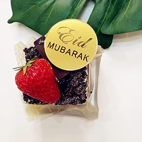 12PCS Eid Mubarak Acrylic Cake Charm,Eid Mubarak Acrylic Cake Disc Cupcake Toppers,Eid Cupcake Toppers, Eid Decoration