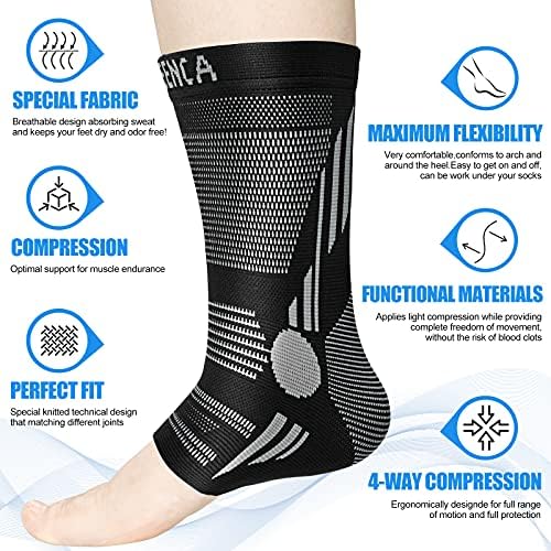 NEENCA Ankle Brace for Pain Relief, 2 Pack Compression Ankle Sleeves Set. Ankle Support Stabilizer for Achilles Tendonitis, Plantar Fasciitis, Joint Pain, Swelling, Arthritis, Sport