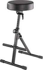 K&M - Konig & Meyer 14060.000.55 Performance Pneumatic Stool - Easily Adjust Cushioned Round Seat and Footrest - Professional Grade for all Musicians - German Made - Black Imitation Leather
