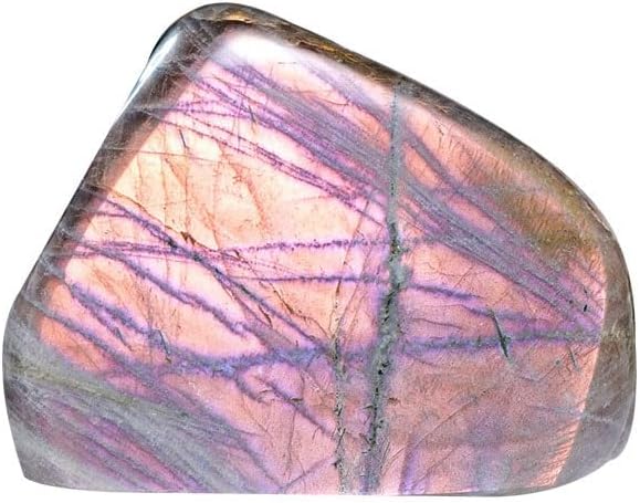 Natural Labradorite Moonstone Purple Flash Healing Crystal Quartz Gemstone Specimen Polished Irregular Shape for Reiki Decoration (Purple 500-600Grams)