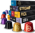 Strong Espresso Variety Pack for Nespresso | 100 Bold Aluminum Pods| 5 Intense Italian Flavors | 100% Nespresso Compatible Pods
