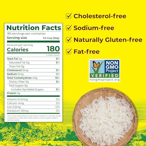 Golden Star Thai Hom Mali White Jasmine Rice - Prime Grade White Rice - 10 lb Bag
