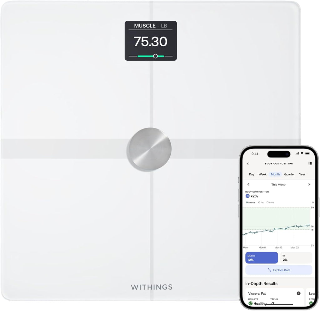 WITHINGS Body Smart - Accurate Scale for Body Weight and Fat Percentage, Body Composition Wi-Fi and Bluetooth Weight Scale, Baby Weight Scale, Smart Scale Apple Health Compatible, Bathroom Scale