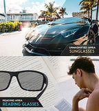 SKYOAK 2 PACK Upgraded Unbreakable Bifocal Reading Sunglasses Men TR90 Frame Wrap Around Design Glasses UV400 Protection Outdoor Sun Reader Sports/Driving (Black & Blue +3.5)