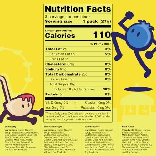 Sweet Dreams Center Filled Soft Chewy Candy Individually Wrapped, Gluten-Free Candies Party Size, Bulk Fruit Chews Candy for Kids - Fruit Punch Flavor, 4 Assorted Candies Pack - 3 Sticks Per Bag, 8 Pieces Per Stick- 96 Total Pieces