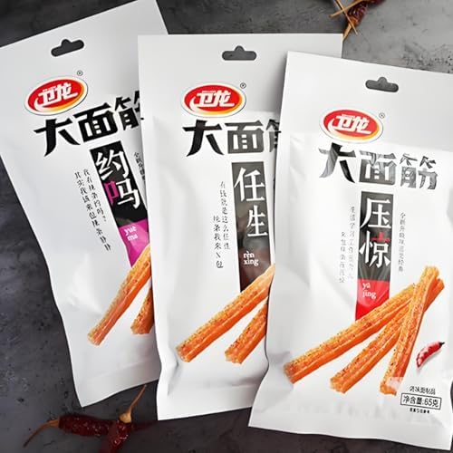 Spicy Strip, WeiLong Latiao, Spicy Gluten, A small,StripGift Pack,Chinese Special Casual Snack Food, WeiLong Latiao, enjoy delicious food anytime.6.88oz/195g/3Pack