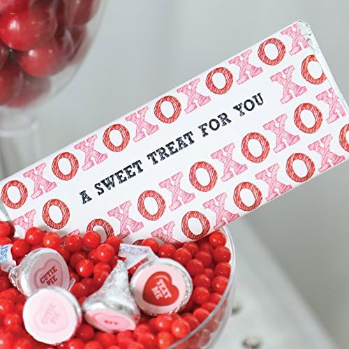 Big Dot of Happiness Conversation Hearts - Candy Bar Wrappers Valentine's Day Party Favors - Set of 24