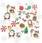 64PCS Christmas Edible Cake Topper Decorations Santa Claus Snowflakes Cupcake Toppers Wafer Paper