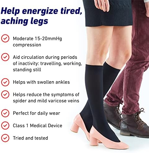 Neo G Travel Compression Socks For Women - Energizing tired, aching legs. Perfect flight companion, great for long periods of inactivity - Graduated Compression Socks - Beige - L