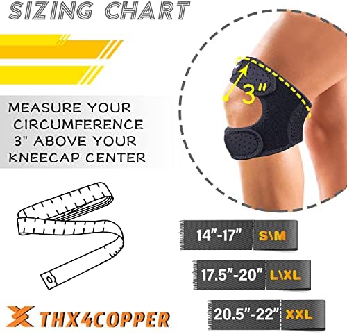 THX4COPPER Compression Dual Adjustable Patella Knee Brace for Pain Relief,Knee Strap Support for Running, Jumper, Gym Exercise, Tendonitis, Arthritis, Injury Recovery, Joints and Muscles