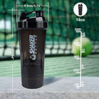 XTK Shaker Bottle 16OZ Protein Shaker Bottles with Mix Ball Sports Water Bottle Leak Proof GYM Cup for Protein Mixes with Powder Storage & Pill Organizer, Ideal for Pre Workout,BPA Free(black)