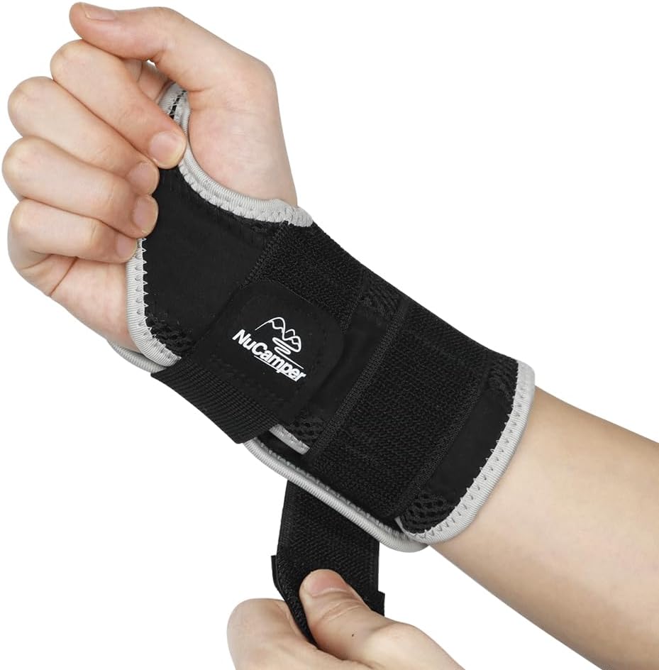 NuCamper Wrist Brace for Carpal Tunnel Relief, Adjustable Wrist Support Splint Hand Brace for Men Women, Wrist Stabilizer Night Support for Pain Relief,Tendinitis,Arthritis(Right Hand, S/M)