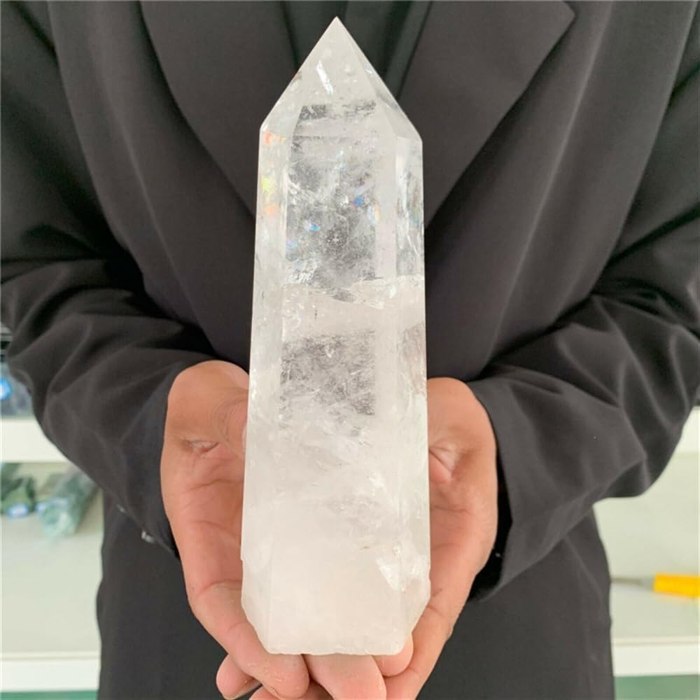 800-1000g White Crystal Column Quartz Wand Point Obelisk Ornaments