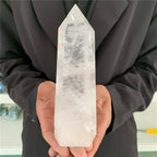 800-1000g White Crystal Column Quartz Wand Point Obelisk Ornaments
