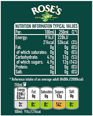 Rose's Lime Juice Cordial Fruit Juice Bottle, 1 Litre