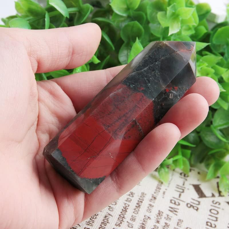 Acxico 1Pcs 80-100mm Natural Bloodstone Obelisk Tower Point Crystal Energy