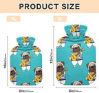 Pug Playing Guitar Hot Water Bottles with Soft Velvet Cover Hot Water Bag for Neck and Shoulder Pain Relief Small