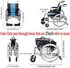 Lightweight Wheelchair 21lbs Self-propelled Chair with Travel Bag and Cushion, Portable 17.5” W Seat, Brake, Anti-Tipper, Swing-Away Footrests, 220lbs Weight Capacity, Blue (Pack of 1)