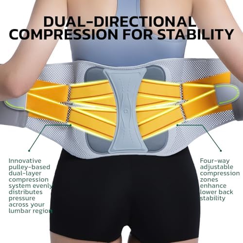 Back Brace for Lower Back Pain Relief, Adjustable Lumbar Support Belt with Steel Plates, Dual Compression, Breathable 3D Knit Fabric, Slim Waist Design for Work, Gym, Sciatica, Herniated Disc 3XL