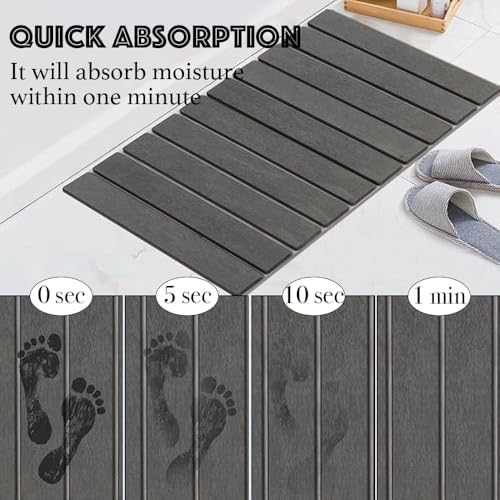 Large Stone Dish Drying Mat for Kitchen Counter Eco - Friendly Absorbent Diatomaceous Earth Bath Mat Quick Dry for Kitchen Dishes Bottles Cups Bathroom Any Countertop (Dark Grey24"×16"Square)