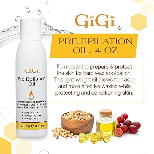 GiGi Pre Wax Epilation Oil for Hair Removal - Soothing Soybean & Grape Seed Oils, Pre-Waxing Skin Prep, 4 fl oz