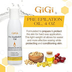 GiGi Pre Wax Epilation Oil for Hair Removal - Soothing Soybean & Grape Seed Oils, Pre-Waxing Skin Prep, 4 fl oz