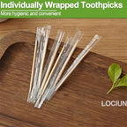 Bamboo Toothpicks – 1000 Count, Individually Wrapped, Dual-Pointed Tips, 2.55 Inch, Disposable & Sanitary, Ideal for Dental Care, Food Picking, Home, Restaurant, and Travel