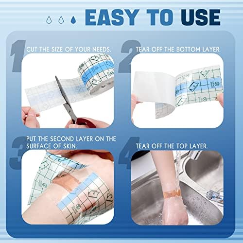 Transparent Dressing Adhesive Bandage Waterproof Clear Adhesive Bandages Stretch Tape for Tattoos Swimming (2 Inch x 10.94 Yard)