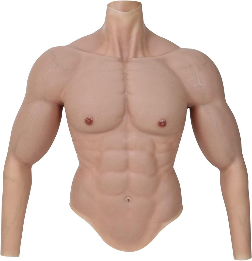 SMITIZEN Silicone Muscle Suit Silicone Male Chest with Arms Realistic Male Fake Muscle Costume for Cosplay Halloween Carnival
