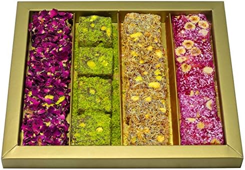 Cerez Pazari Turkish Delight Pistachio and Hazelnut with Fantastic Rose & Pomegranate Flavour Experience in Luxury Large Gift Box 500g | Assorted Gourmet, Sweet Vegan Traditional Lokum (16-20 Pcs)