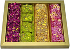 Cerez Pazari Turkish Delight Pistachio and Hazelnut with Fantastic Rose & Pomegranate Flavour Experience in Luxury Large Gift Box 500g | Assorted Gourmet, Sweet Vegan Traditional Lokum (16-20 Pcs)