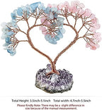 Nupuyai Love Heart Crystal Stones Money Tree with Amethyst Base for Home/Office Decor Healing Tumbled Stones Bonsai Tree for Lucky/Wealth/Fengshui