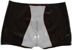 Latex Rubber Women Pants Shorts Zipper Pant,Black-White,M