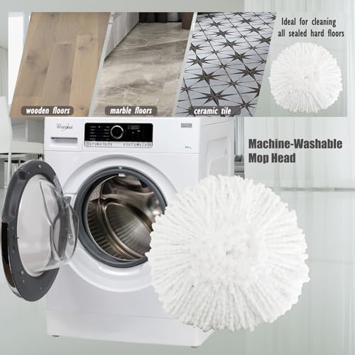 4 Pack Spin Mop Replacement Heads Microfiber Mop Refills Replace Heads Safe for All Hard-surfaced Floors Includes 2 Extra Microfiber Cleaning Cloths