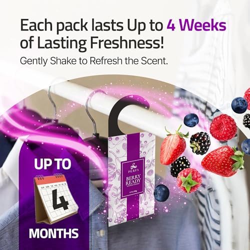 Closet Deodorizer for Women (6-Pack) | Berry Closet Freshener | Small Space Air Freshener For Wardrobe, Closets, Drawers, Small Spaces | Long-Lasting Drawer Sachets | Scented Air Freshener | By Perfa