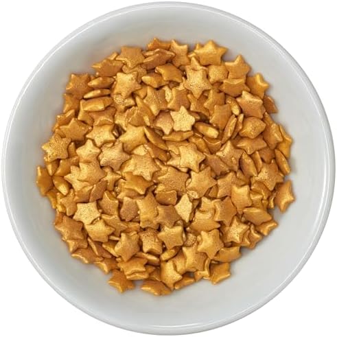 DecoPac Gold Stars Quins, Edible Cupcake Sprinkles, Sugar Cake Decorations - 18.5 ounce
