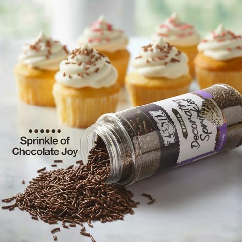 Chocolate Sprinkles – 10 oz Dessert Toppings for Ice Cream, Cake & Cookies – Chocolate Jimmies for Cupcakes, Sundaes, Brownies, Baking & Cake Decorations