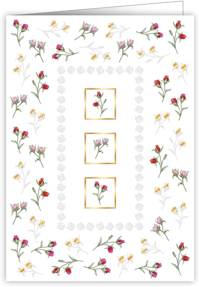 Card Pink, Yellow & Red Mini Roses