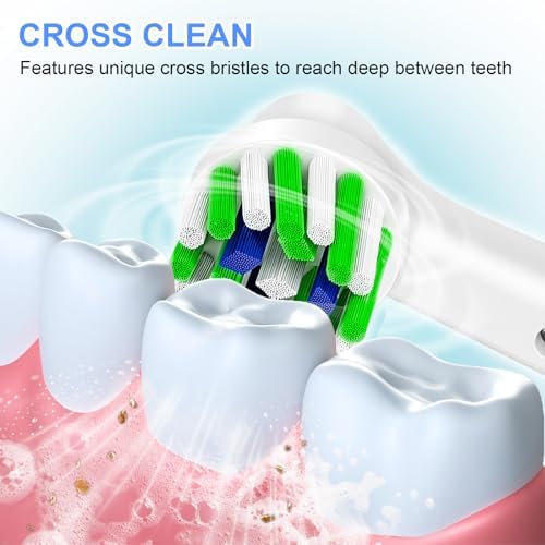 8 Pack Cross Clean Replacement Brush Heads Compatible with Braun Oral B Electric Toothbrush, White