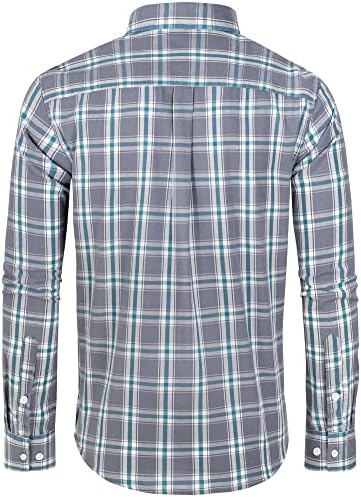 Alimens & Gentle Men's Plaid Button Down Shirts Cotton Long Sleeve Dress Shirts Regular Fit Gingham Shirts