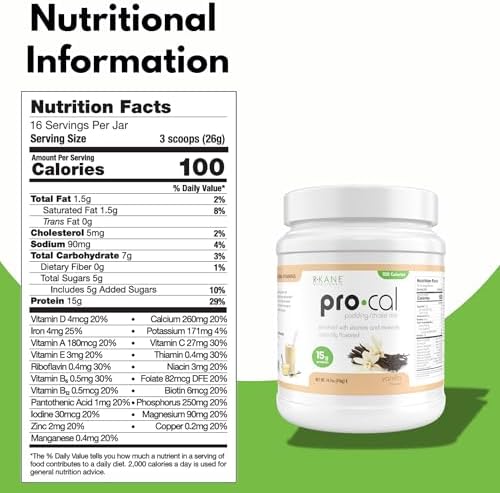 Pro-Cal Vanilla Meal Replacement Powder, 14.07 oz – High Protein, Low Calorie Shake & Pudding Mix – 16 Servings, Delicious & Easy to Prepare – Supports Healthy Weight Management, Vanilla