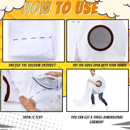 WinnerWhy Paper Roll Adult Halloween Costume Giant Toilet for Women Men Hilarious Toilet Costume Large Paper Roll Jumpsuit Set One Size Fit Most Halloween Party Clothes for Adults