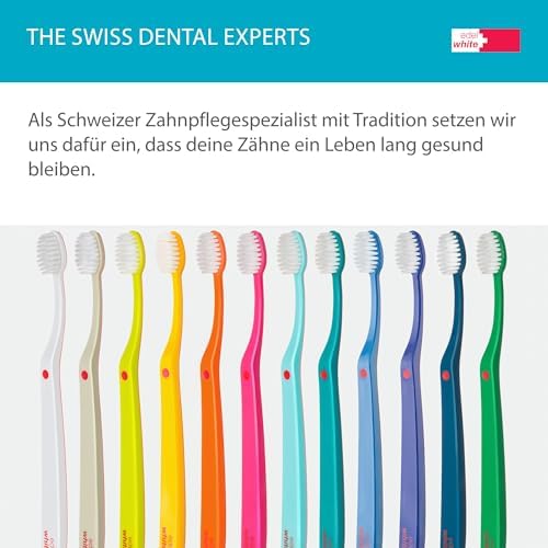 edel+white Ultra-Soft Swiss-Made Toothbrush for Adults – Extra Soft for Sensitive Gums – Super Soft Bristle Design