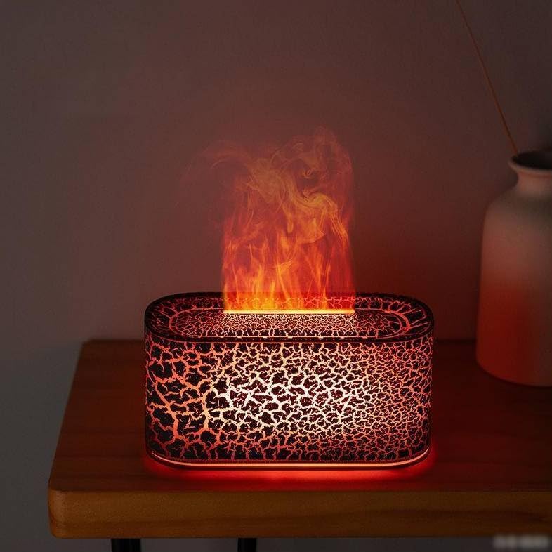 ‌Color-Changing Flame Aroma Diffuser - Essential Oil Humidifier, Noiseless Design, 220mL for Home & Work - Black