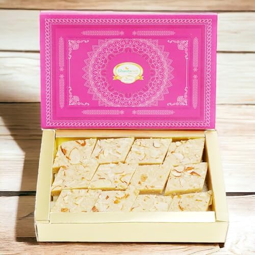 Ghasitaram Gifts Jaiccha Rakhi Gifts for Brothers-Orange Hamper Box with Sugarfree Kaju Katli, Beetroot Chips, Wheat Puffs and Sugafree Bites with 2 Rakhis