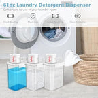 3 PCS Liquid Laundry Detergent Dispensers, 61oz Laundry Bead Dispenser, Clear Airtight Fabric Softener Container, Liquid Detergent Box for Laundry Room Organization and Storage with Measuring Cup