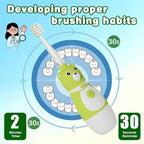 Kids Electric Toothbrush, Battery Operated Fun Bear Design Sonic Toothbrush for Toddler Ages 2-10, 2 Mins Timer, Soft Bristles, 2 Replacement Heads, 3 Brushing Modes for Teeth Cleaning