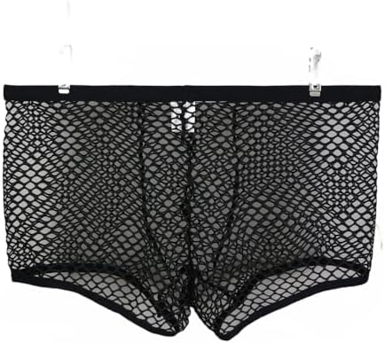 Men's Sexy Mesh Underwear Boxer Shorts Low Waist See-Through Fishnets Breathable Briefs